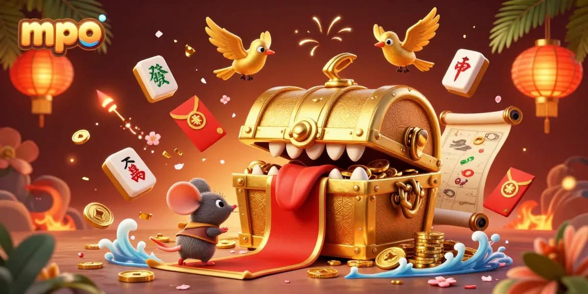 MPO engages players with vibrant treasures and game elements in a captivating online casino scene.