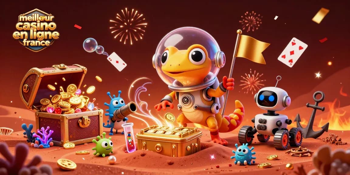 Visualisez le meilleur casino en ligne France avec un gecko martien et ses trésors ludiques.