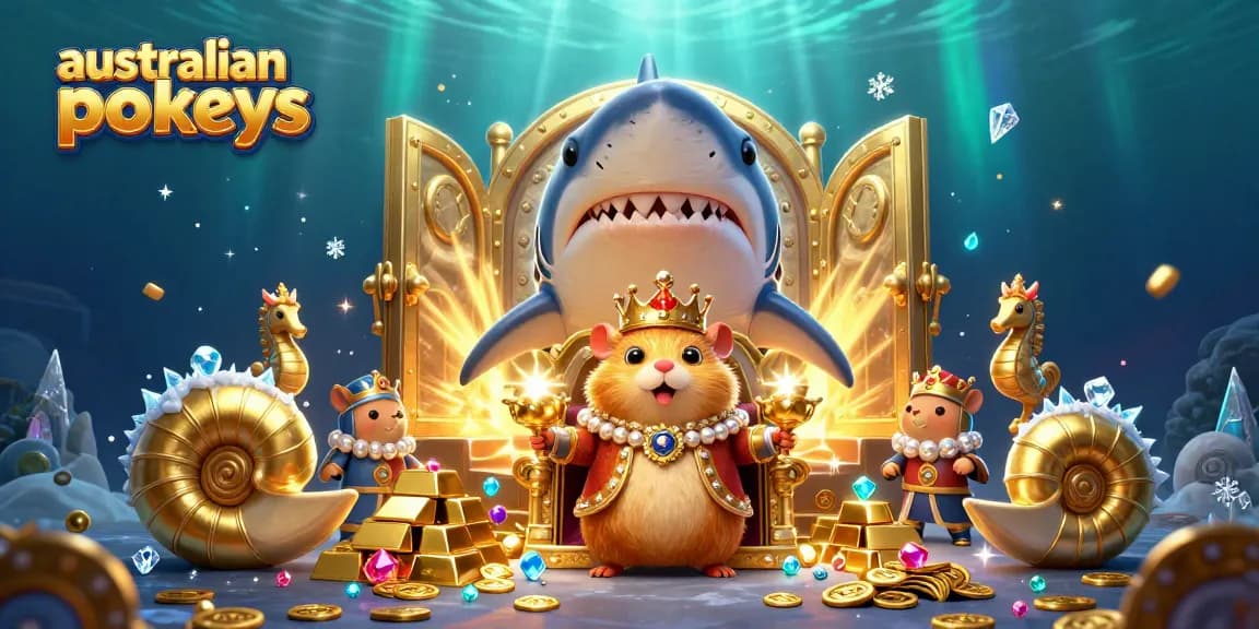 Experience thrilling australian online pokies with a golden hamster king in an underwater treasure scene