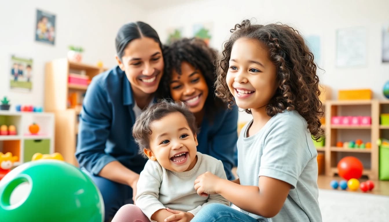 Utilizing ABA therapy, a therapist effectively engages a child in a supportive learning environment.