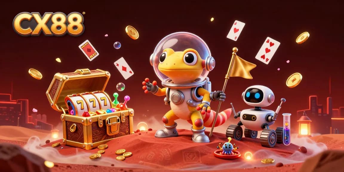 Engage in thrilling gameplay at CX88, where a Martian gecko discovers a hidden casino treasure!