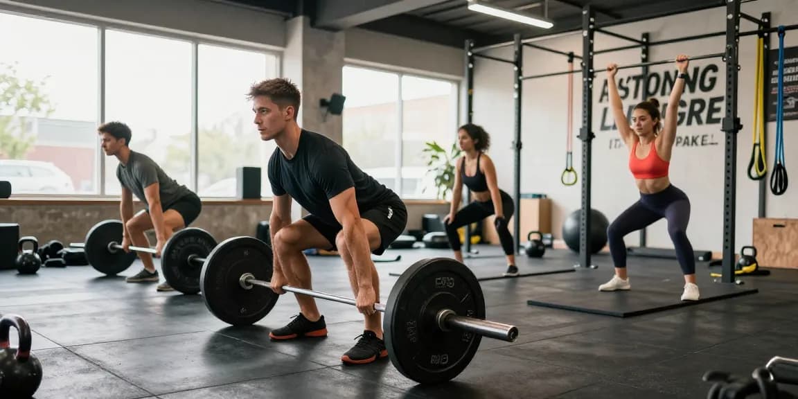 Engaged athletes at Akra Labs Steroidshop-inspired gym, showcasing energy and teamwork.