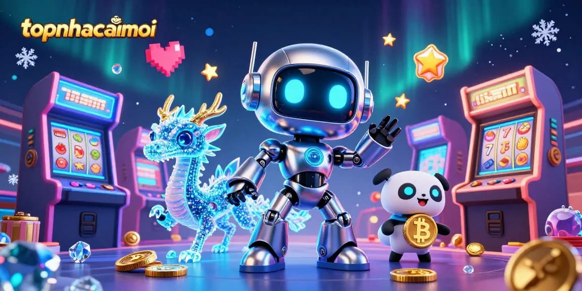 Engage in casino fun with topnhacaimoi’s vibrant cyberpunk 3D illustration featuring slot elements.