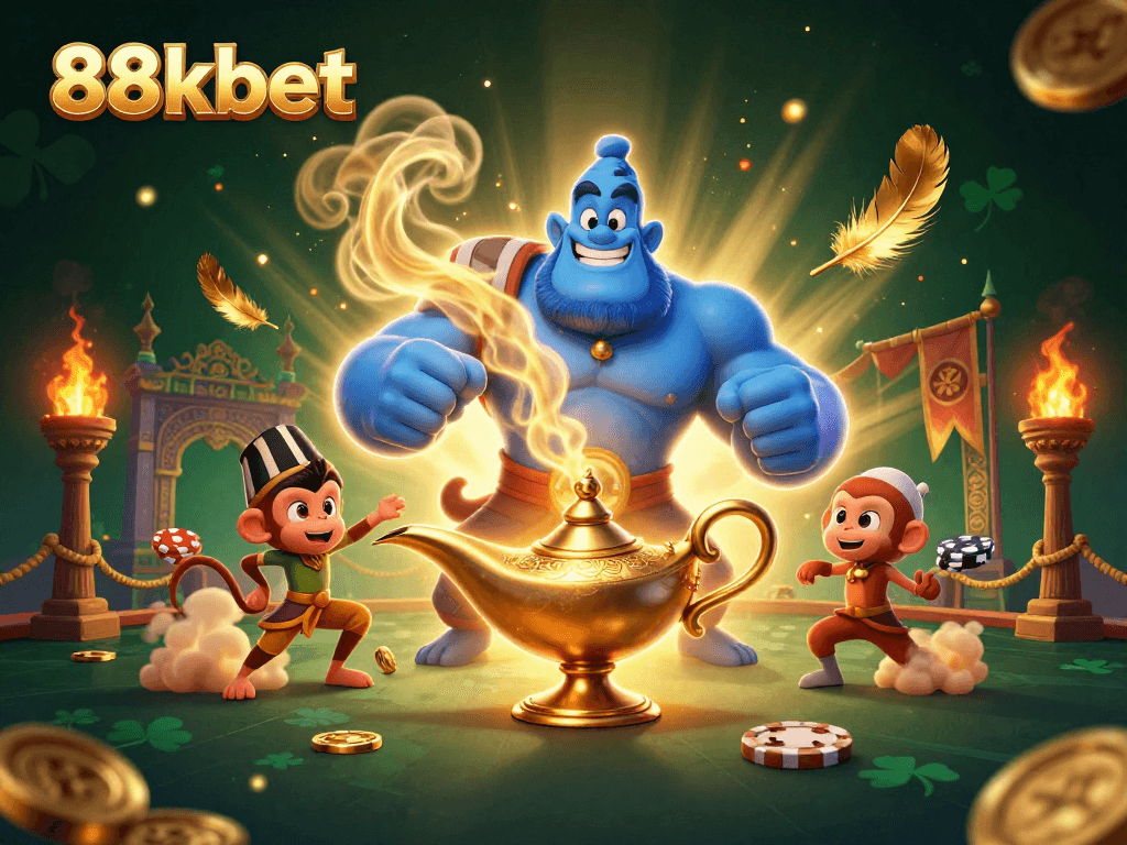 Experience thrilling betting action with 88kbet in a vibrant 3D illustration featuring magical elements.