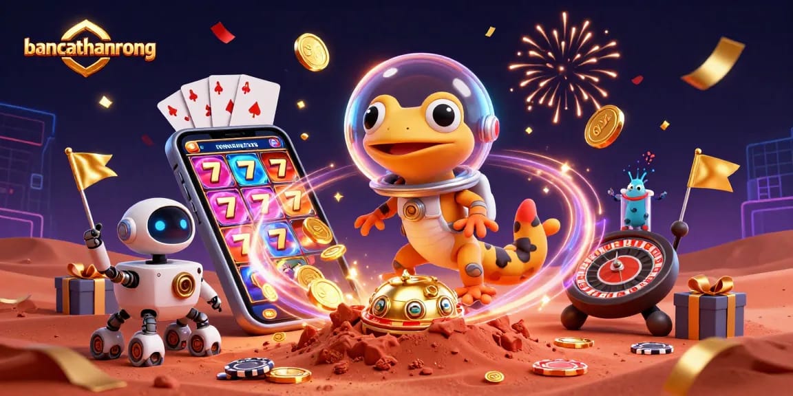Engage with bancathanrong's thrilling slot game adventure featuring a Martian gecko discovering hidden treasures.