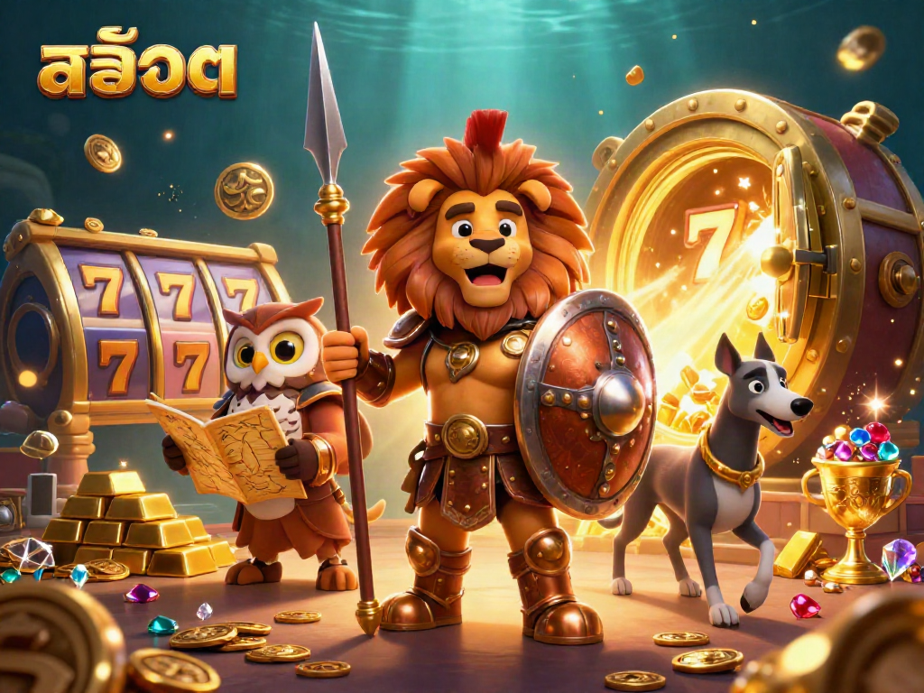 Spin the slots for big wins with สล็อต in this vibrant and detailed 3D casino illustration.