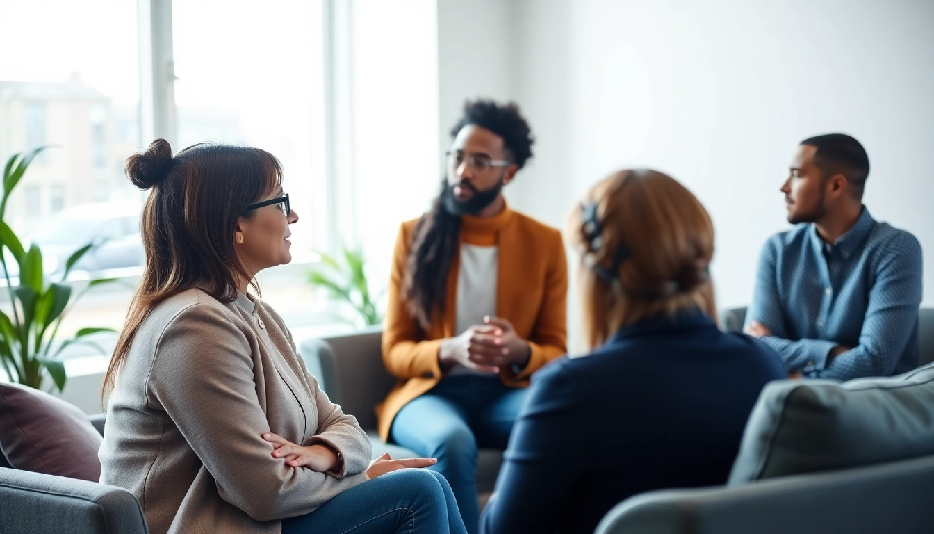 Engaging career coaching scene showcasing diverse professionals in a vibrant office environment.
