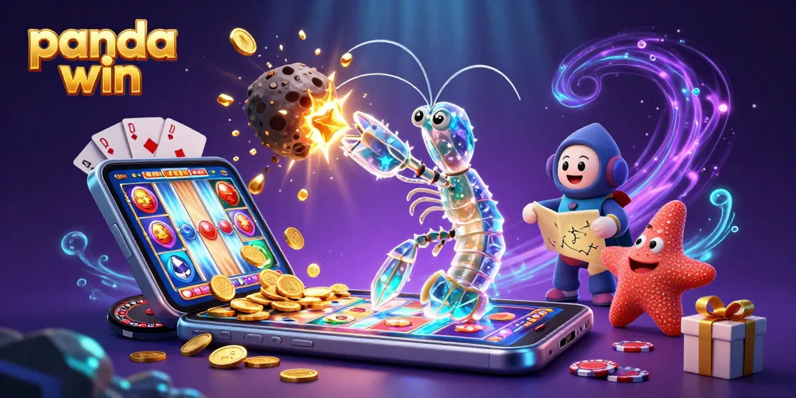 Panda win showcases a galactic samurai shrimp amidst a vibrant casino scene bursting with excitement.