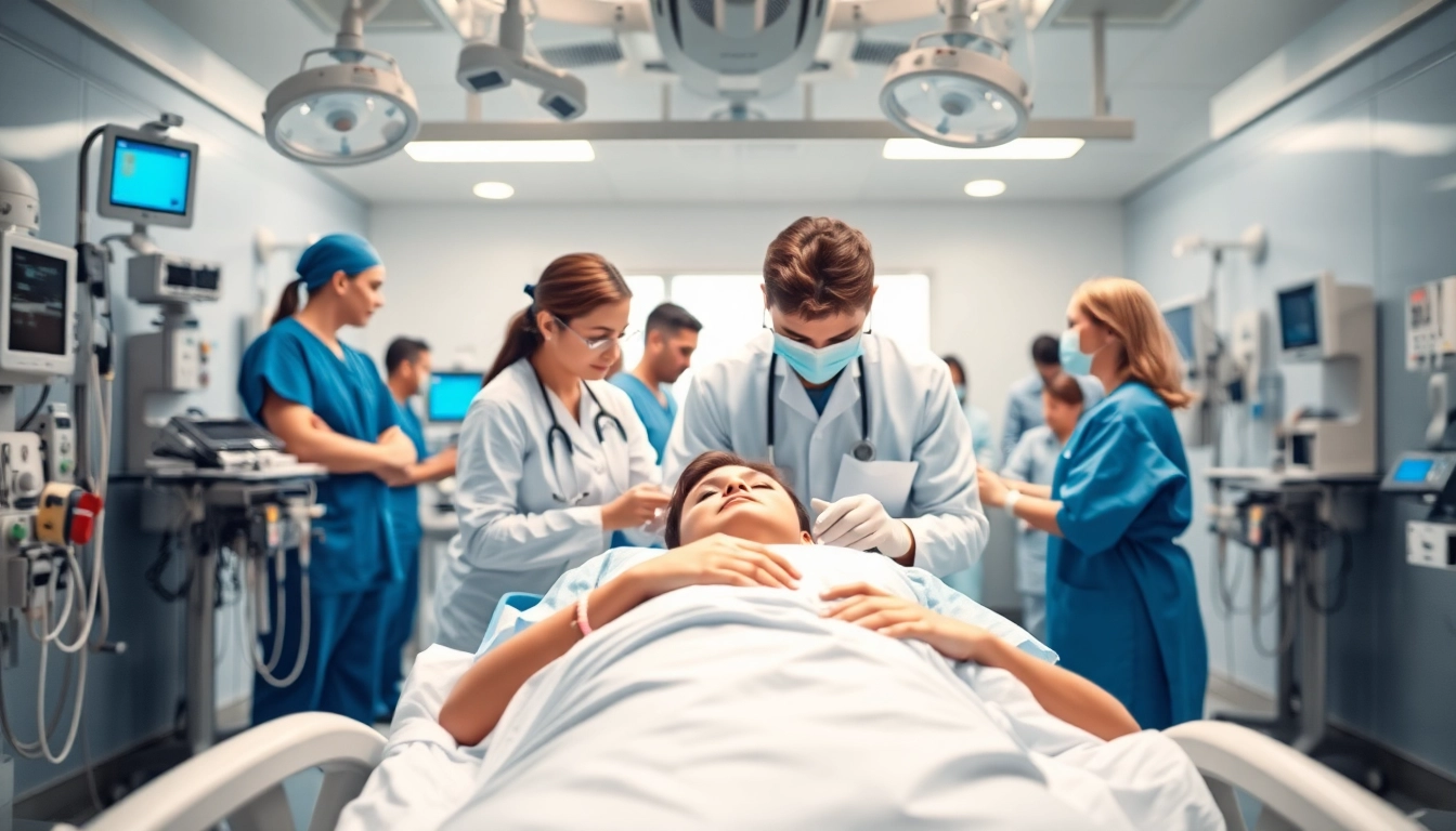 Emergency Hospital Services in action with dedicated healthcare professionals treating patients in a busy emergency room.
