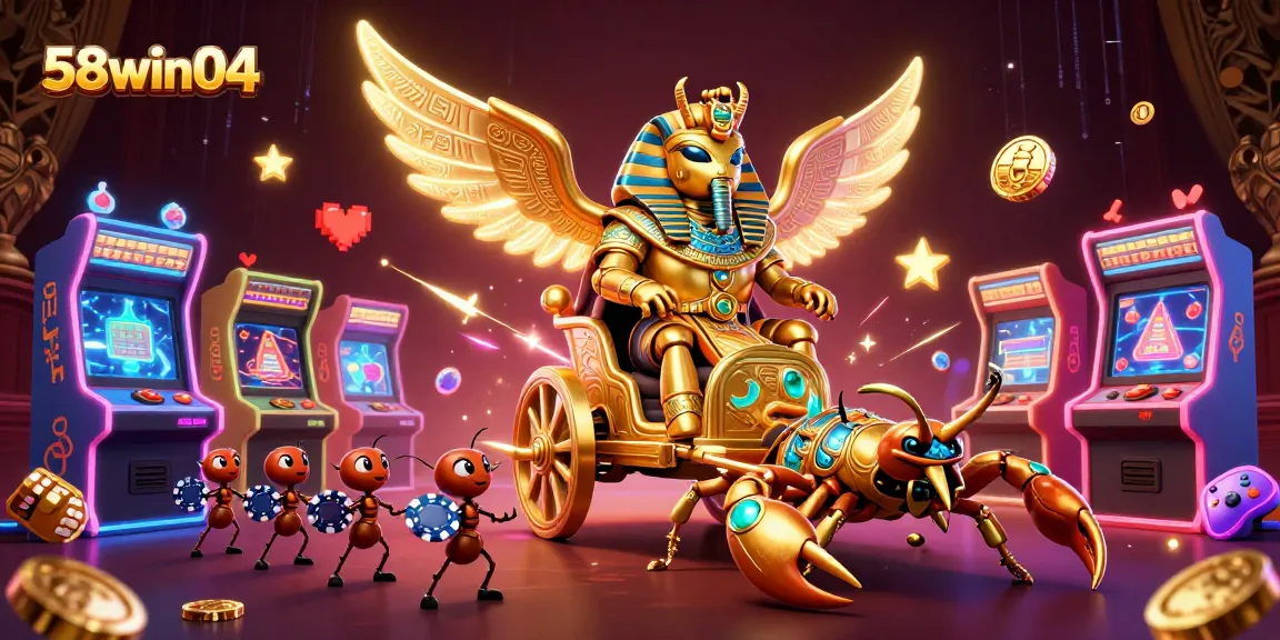 Experience exciting gameplay and vibrant action at 58win04 with a dynamic casino illustration.