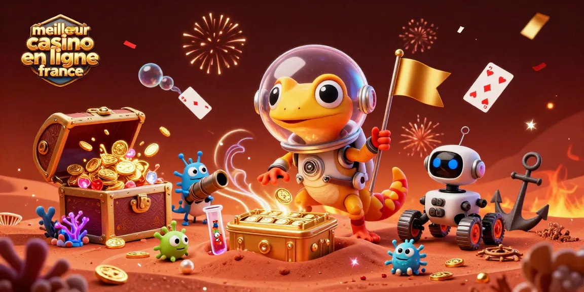 Visualisez le meilleur casino en ligne France avec un gecko martien et ses trésors ludiques.