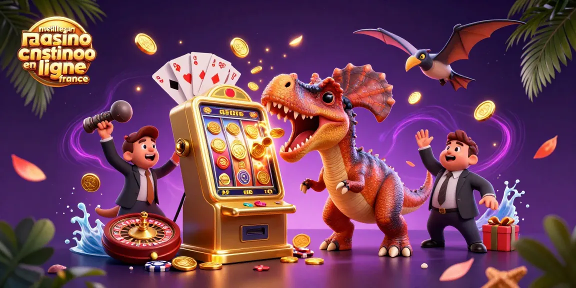 Illustration dynamique avec un pachycéphalosaure et un ankylosaure pour le meilleur casino en ligne France.