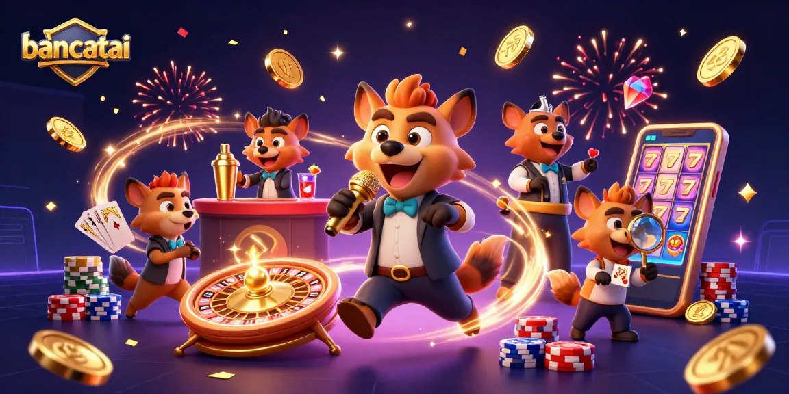 bancatai ignites laughter in a vibrant 3D casino scene with animated hyenas and festive gaming elements.