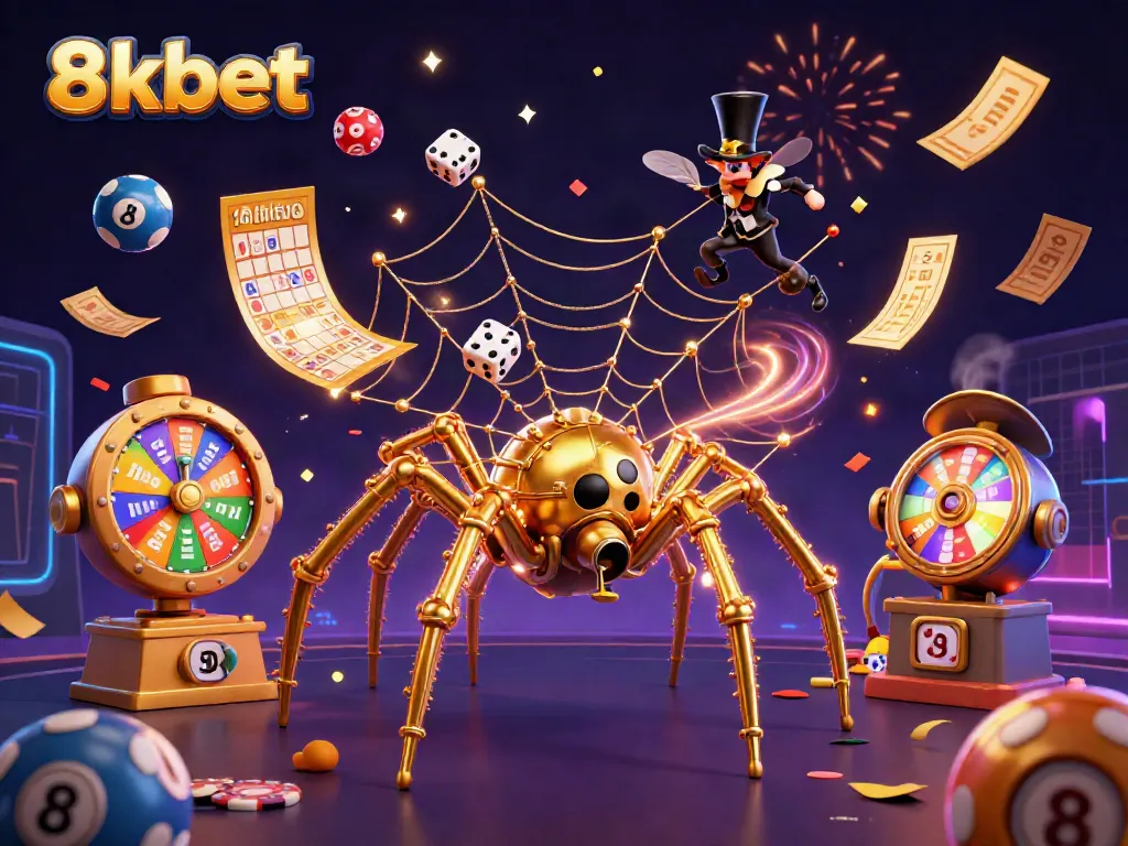 Experience the excitement of 8xbet's dynamic gaming world with vibrant lottery balls and engaging characters.