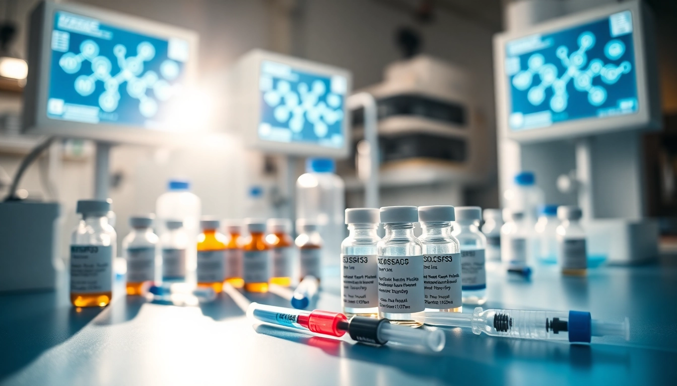 Visualize peptide price comparison with labeled research peptide vials on a laboratory table.