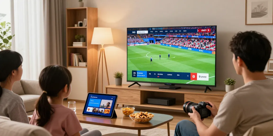 Family enjoying Atlas Pro ONTV streaming live sports in a modern living room