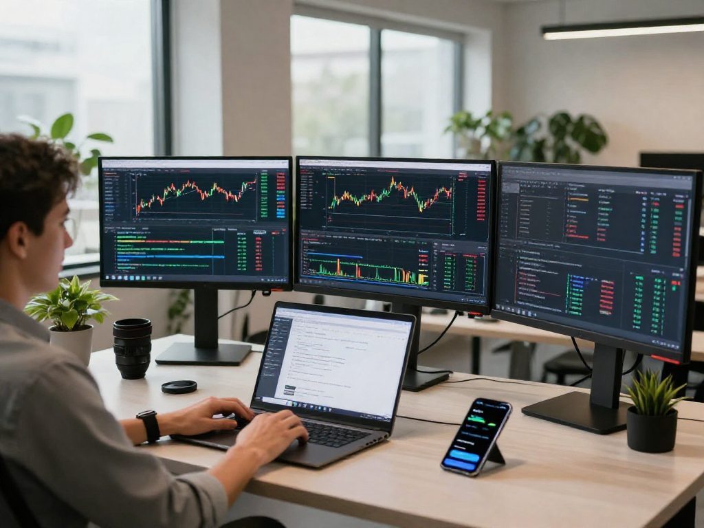 metatrader 5 官网交易界面展示，结合区块链分析、数字钱包和虚拟货币交易图表，体现专业与安全
