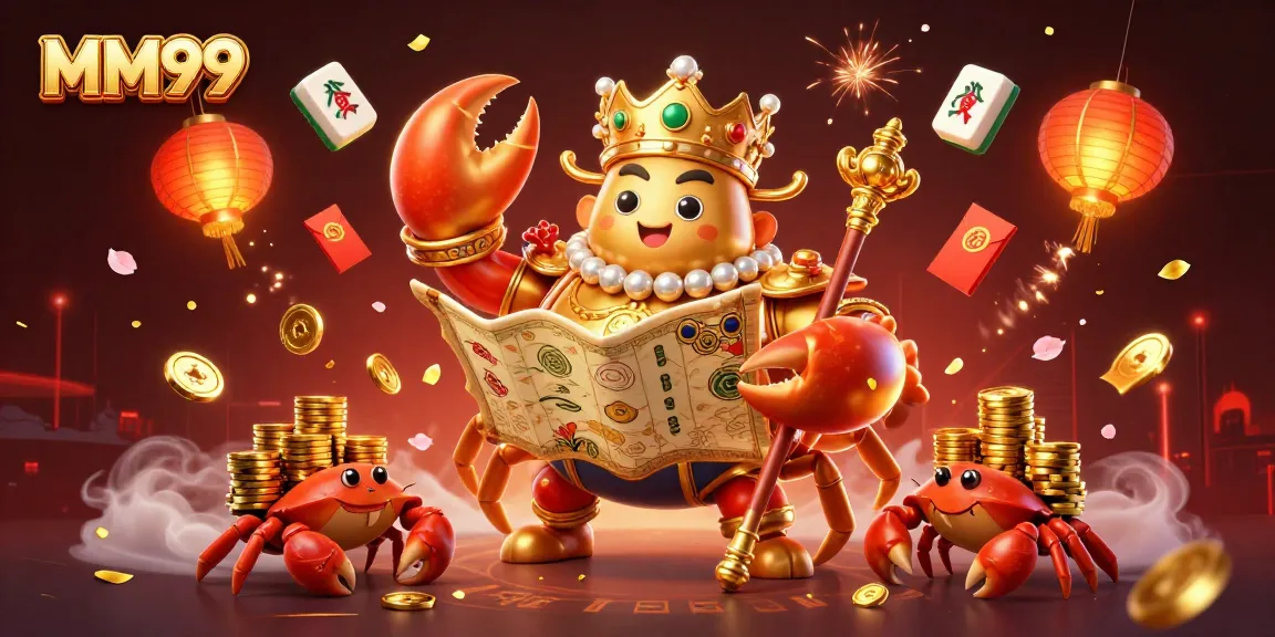 Experience a thrilling MM99 casino adventure with a golden crab emperor and treasure elements!