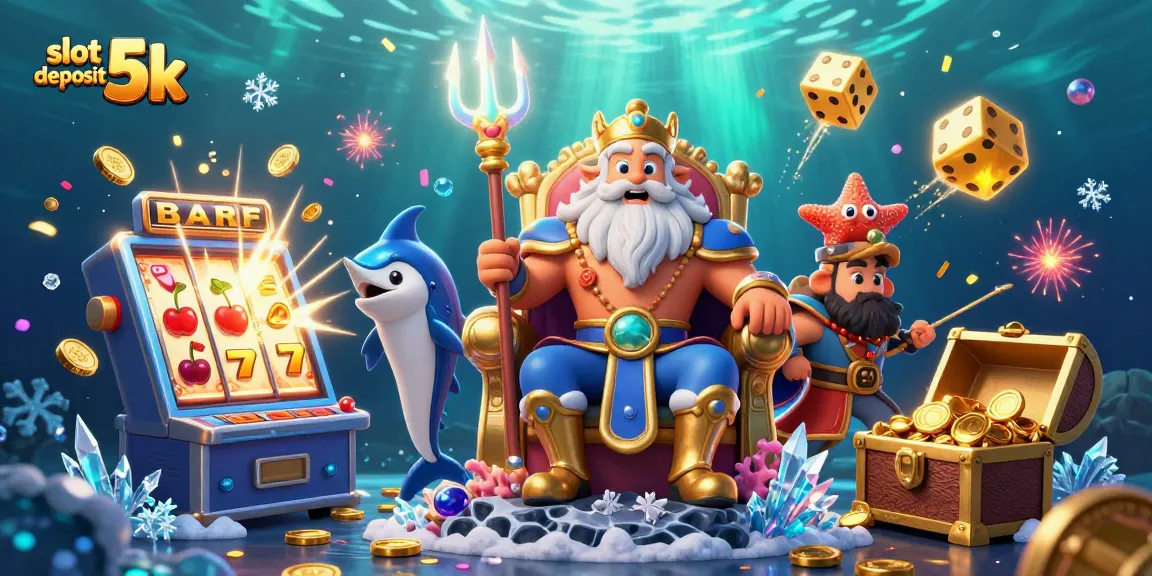 Win big with slot deposit 5k featuring Neptune and colorful casino elements.