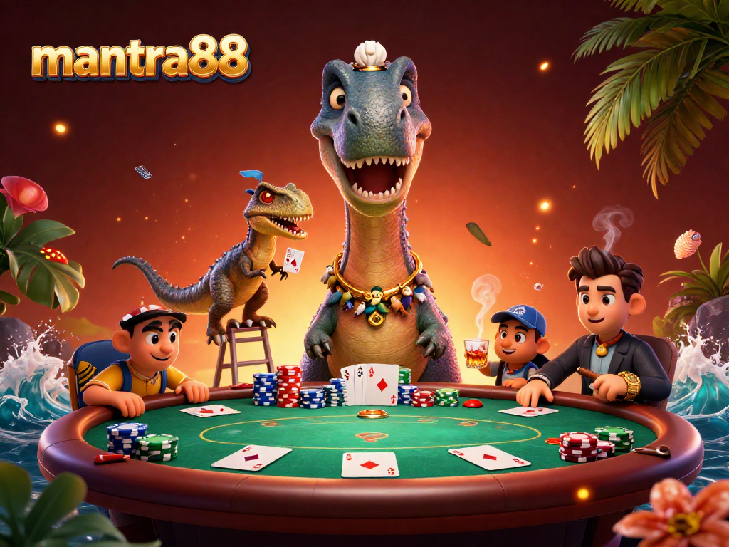 Experience the excitement of mantra88 at a vibrant poker game with innovative characters and rich casino elements.