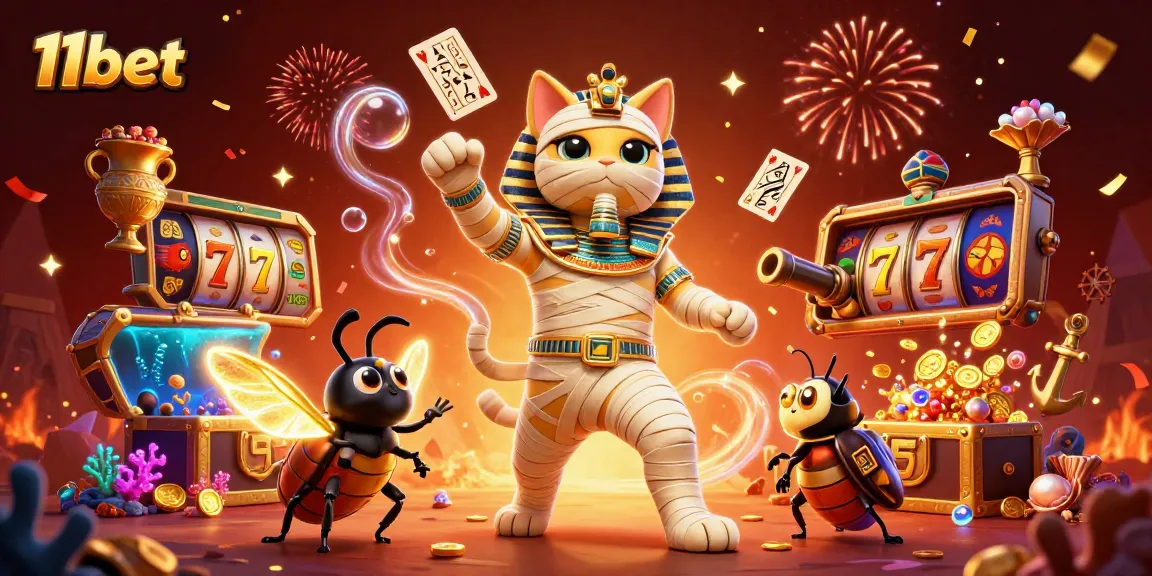 Win big with 11bet as the Egyptian mummy cat bursts from a golden sarcophagus!