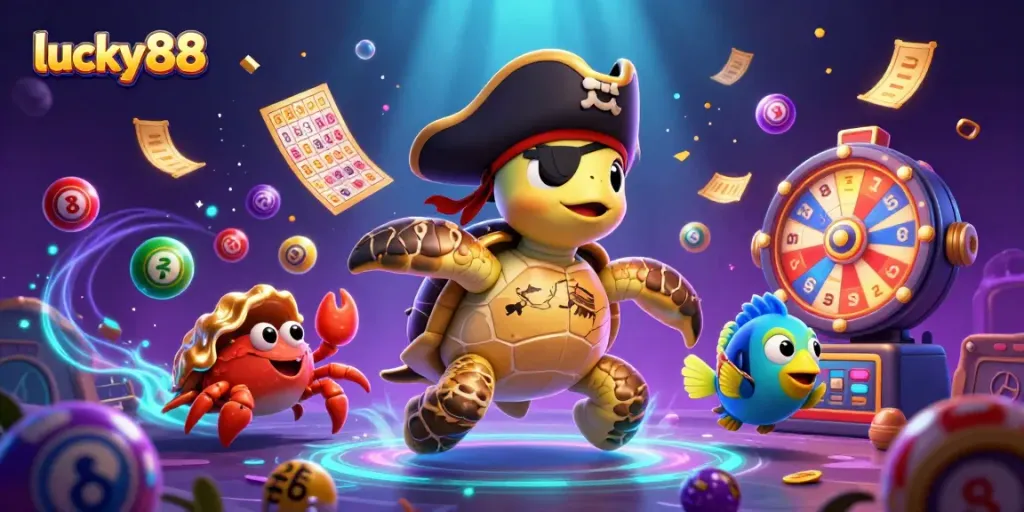 Engage with lucky88's thrilling casino-themed illustration featuring vibrant colorful elements and dynamic gambling characters.