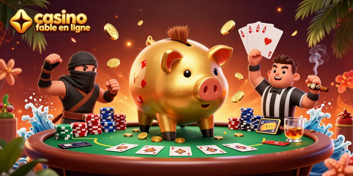 Jouer au casino fiable en ligne avec un sumo et un ninja tout en s'amusant autour d'une table de poker.