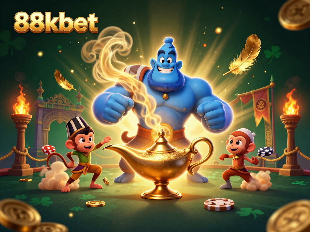 Experience thrilling betting action with 88kbet in a vibrant 3D illustration featuring magical elements.