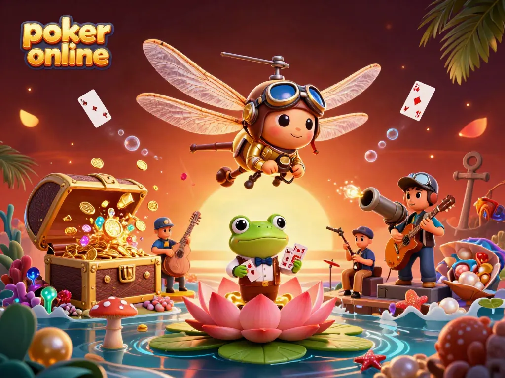 Menangkan permainan poker online di dunia kasino digital dengan desain ilustrasi yang mencolok.