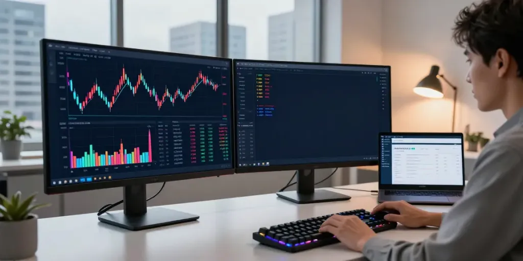 Professional workspace for India stock market API with cryptocurrency charts and trading tools.