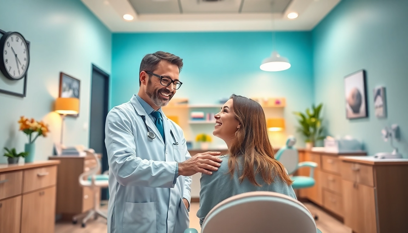 Dentist Nijmegen smiling warmly at a patient in a bright clinic setting.