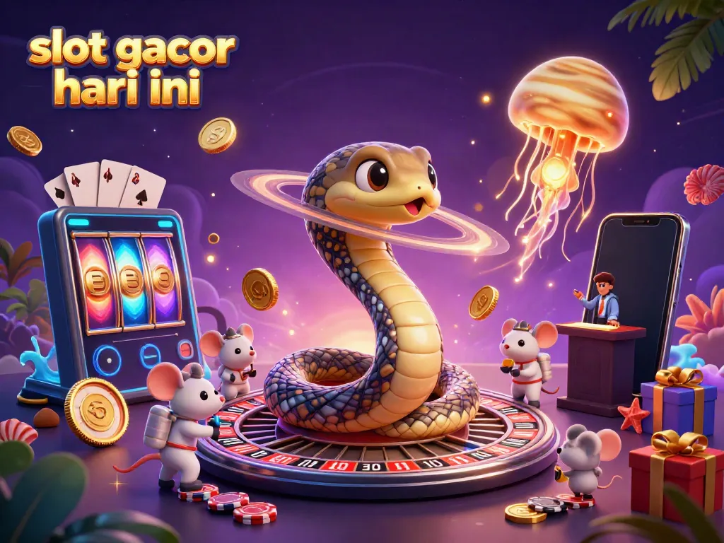 Experience the excitement of slot gacor hari ini as cartoon characters interact with vibrant casino elements.