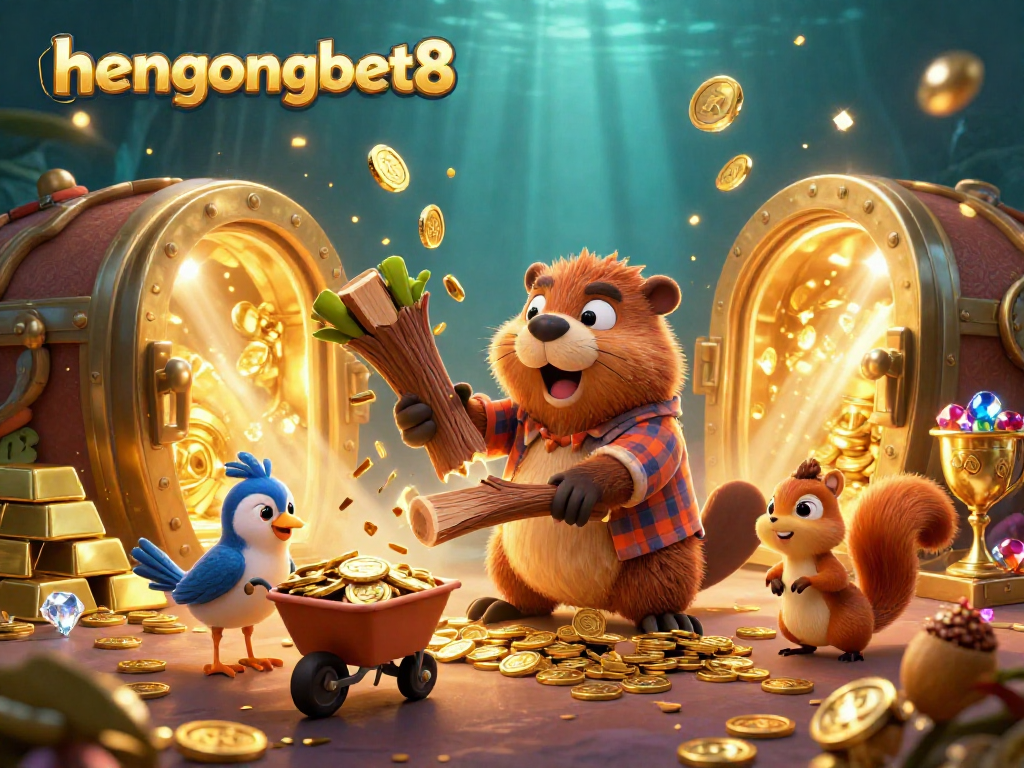 Experience thrilling wins with hengongbet8 as characters rain golden coins in a vibrant casino scene.