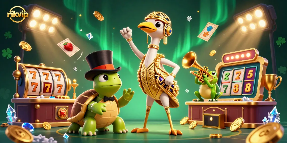 Experience vibrant gaming fun with rikvip's dynamic 3D illustration of a diverse casino scene!