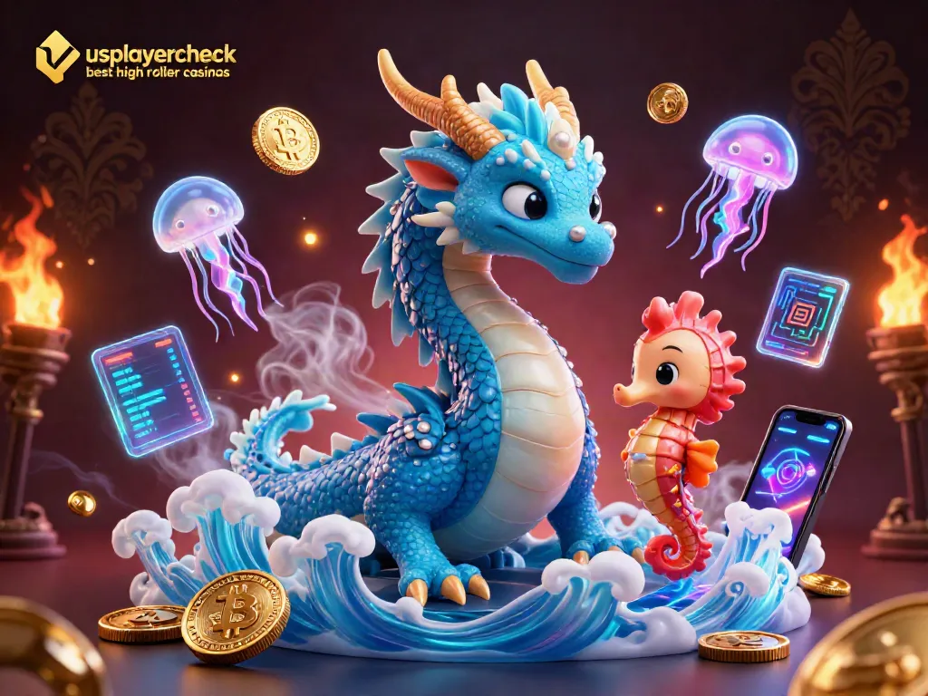 Experience the thrill of usplayercheck best high roller casinos with majestic creatures and crypto elements in an enchanting scene.