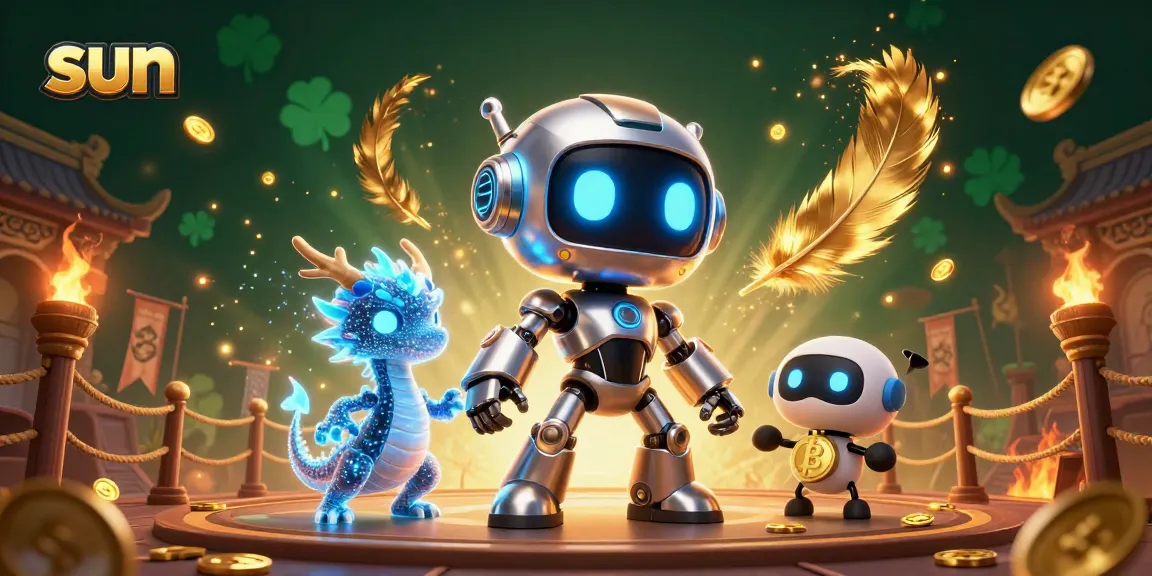 Spin and win at the sun-themed casino with neon robots and immersive gaming elements.