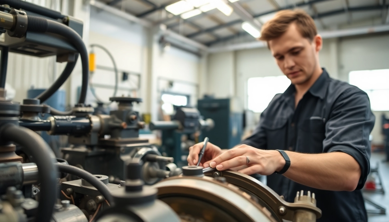 Demonstrating hydraulic repair services with skilled technician at work in a well-equipped workshop.