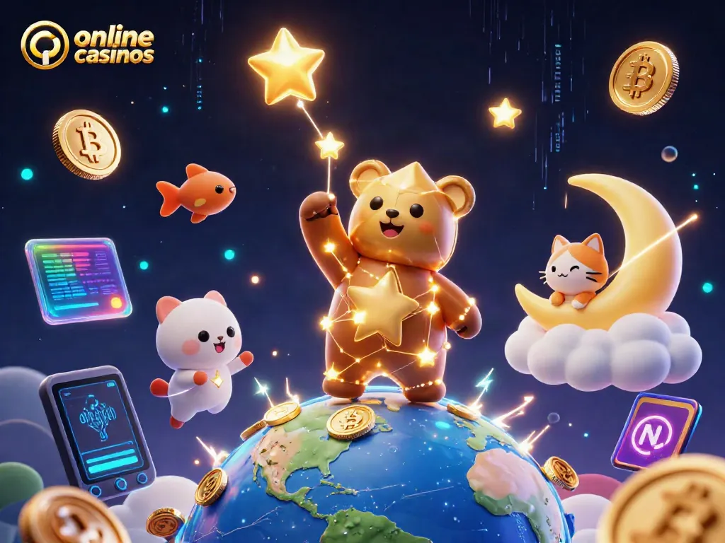 Enjoy exciting online casinos with vibrant 3D cartoon characters, Bitcoin, and Ethereum elements