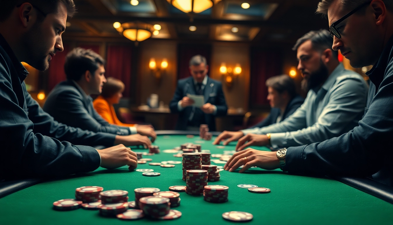 Arushoki menyajikan suasana seru di meja poker dengan pemain berkonsentrasi.
