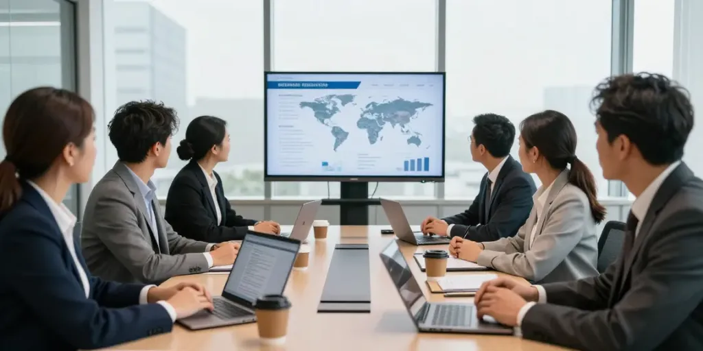 Lead Roedl team collaborating in a modern office for international legal advisory.