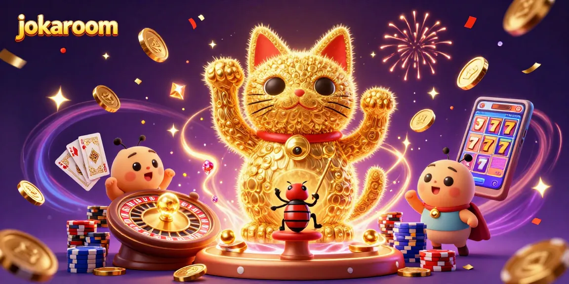 Experience the thrilling baccarat action at jokaroom with vibrant casino elements and lively characters.