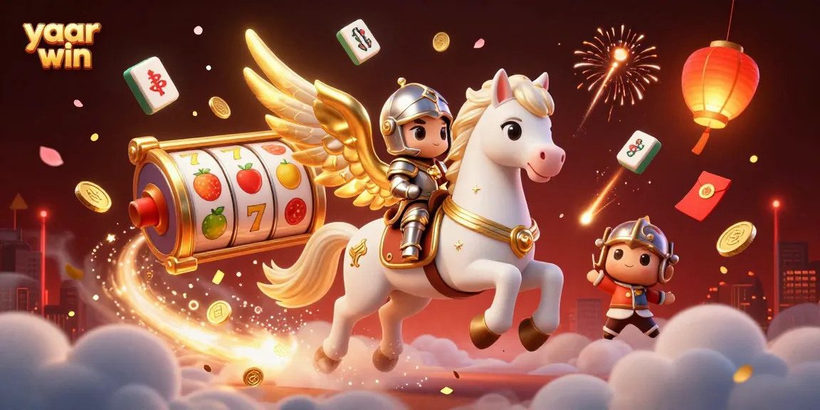 Experience the excitement of yaar win with a thrilling illustration featuring vibrant slot reels and dynamic gaming elements.